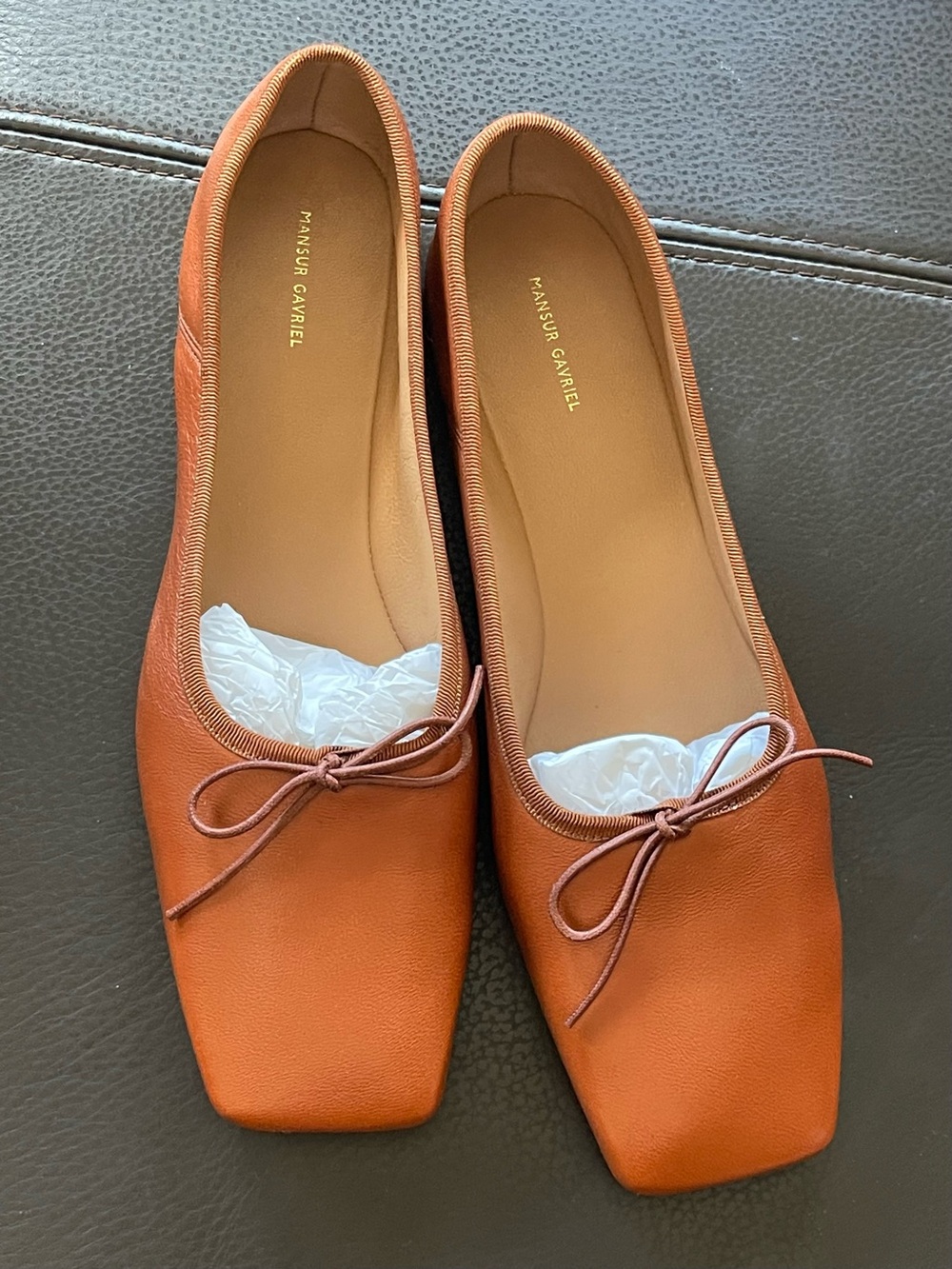 Brand New, Mansur Gavriel Maple Leather Square-Toe Ballet Flats, Size 37.5 - Picture 10 of 10